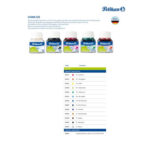 Flacone inchiostro di china Pelikan 523-17 da 10 ml - vermiglione - 201525